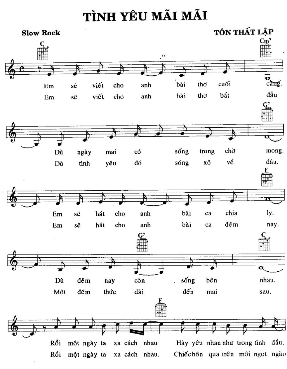 Sheet nhạc Tình Yêu Mãi Mãi